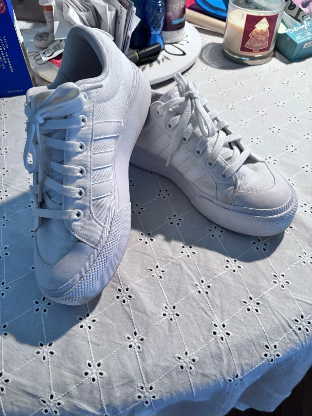 adidas White Low-Top Canvas Sneakers